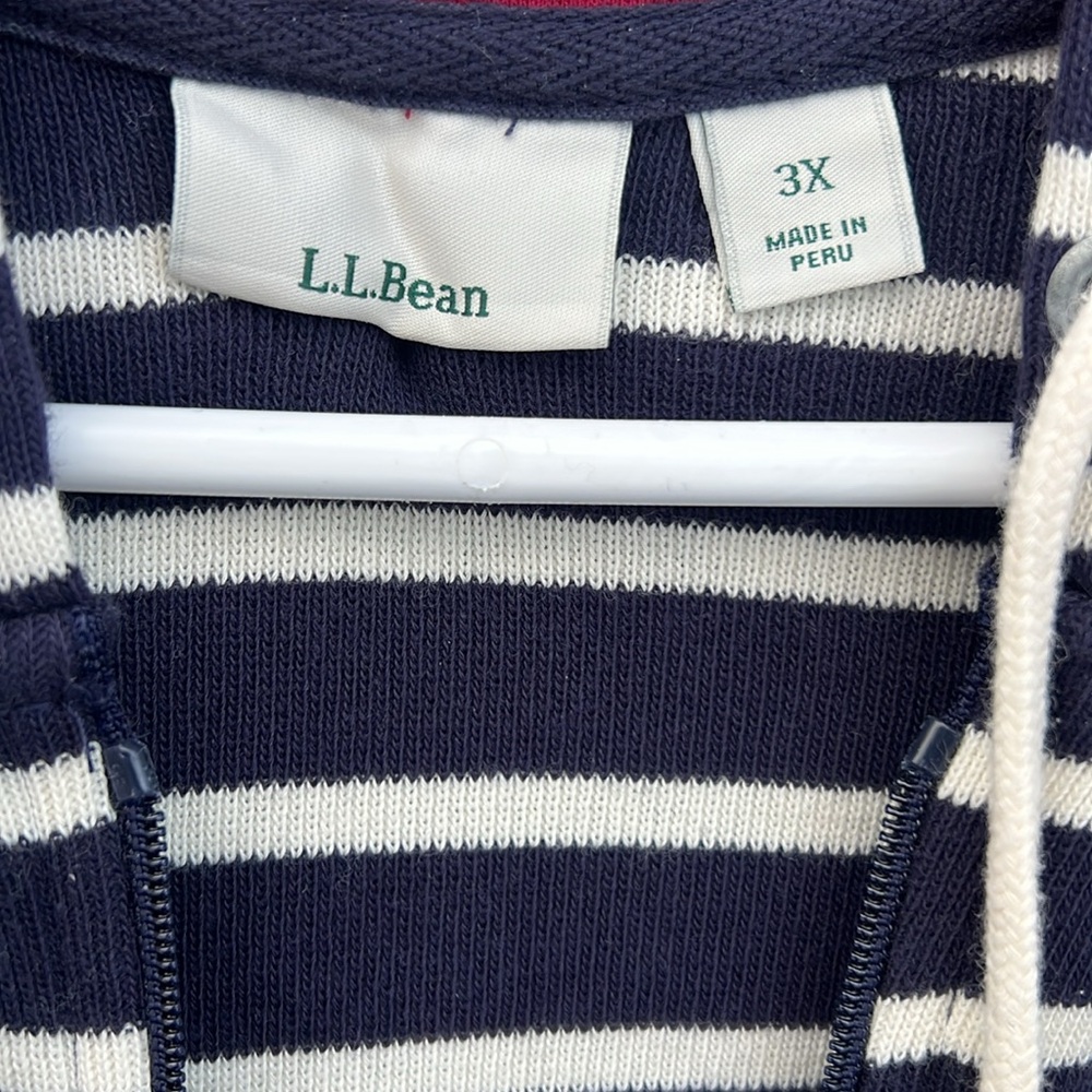 L.L. Bean Navy/White Full Zip Sweater Jacket~Women’s Size 3X - Picture 3 of 5